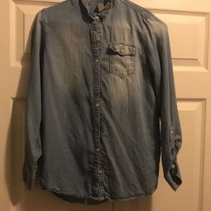 Jean button up kids shirt